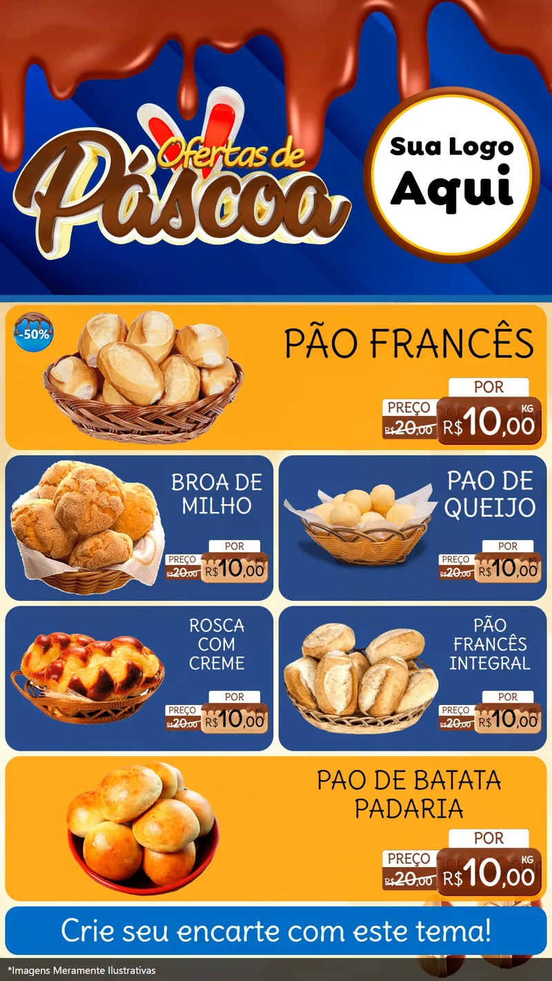 Modelo de TV para TV Vertical com o tema Ofertas de Páscoa para Padaria