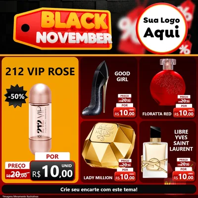 Modelo de Rede Social para Feed Facebook com o tema Black November para Perfumes