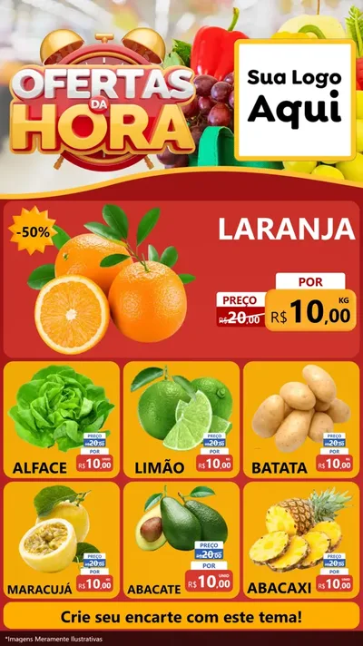 Modelo de Rede Social para Stories com o tema Ofertas da Hora para Hortifrúti