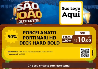 Modelo de Cartaz para Cartaz A4 Horizontal com o tema São João Ofertas Imbatíveis! - Junina para Pisos e revestimentos