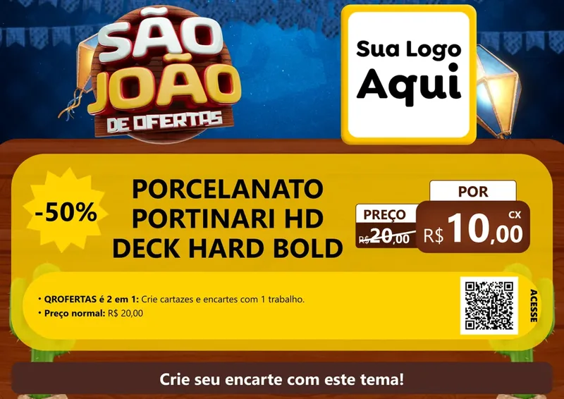 Modelo de Cartaz para Cartaz A4 Horizontal com o tema São João Ofertas Imbatíveis! - Junina para Pisos e revestimentos