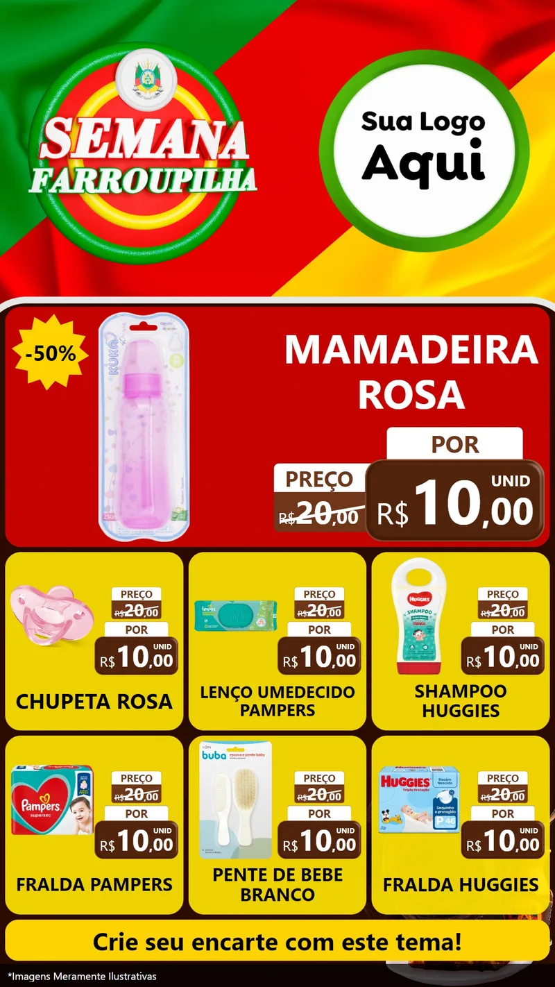 Modelo de Rede Social para Stories com o tema Semana Farroupilha para Bebês