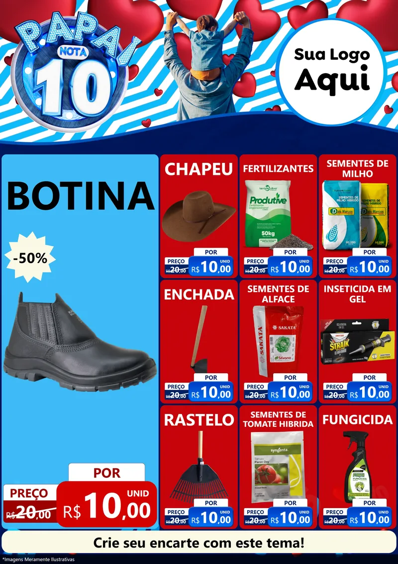 Modelo de Encarte para Encarte A4 Vertical com o tema Papai Nota 10 para Agropecuária