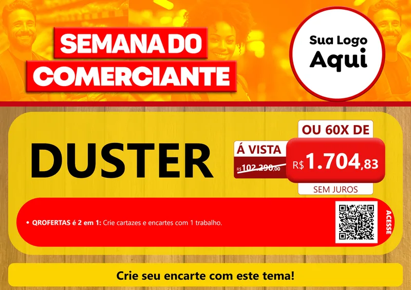 Modelo de Cartaz para Cartaz A4 Horizontal com o tema Semana do Comerciante para Concessionaria de Carros