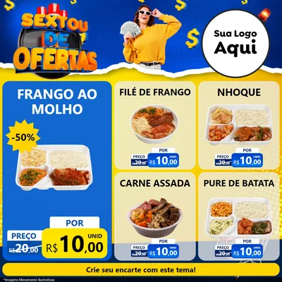 Modelo de Rede Social para Feed Facebook com o tema Sextou de Ofertas para Restaurante