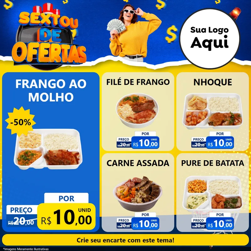 Modelo de Rede Social para Feed Facebook com o tema Sextou de Ofertas para Restaurante