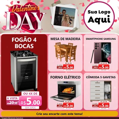 Modelo de Rede Social para Feed Facebook com o tema Valentine's Day para Móveis e Eletro