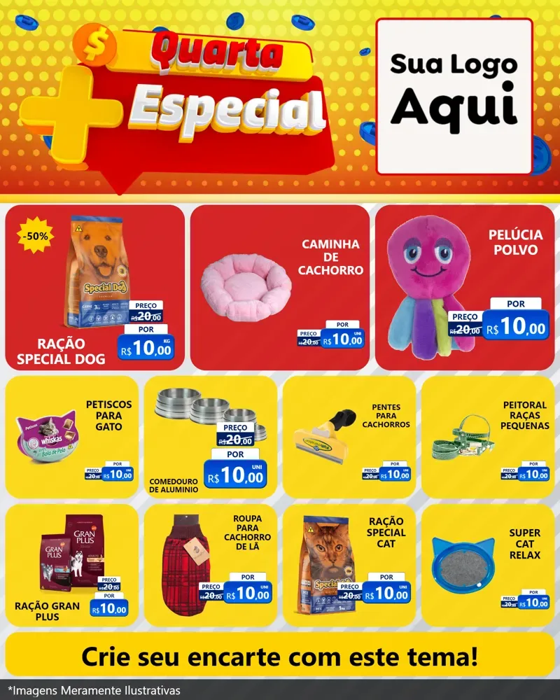 Modelo de Rede Social para Feed Instagram com o tema Quarta Mais Especial para Pet Shop