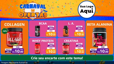 Modelo de TV para TV Horizontal com o tema Carnaval de Ofertas para Suplementos alimentares