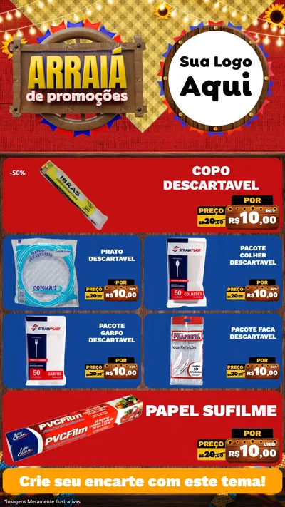 Modelo de TV para TV Vertical com o tema Arraiá de Promoções para Embalagens