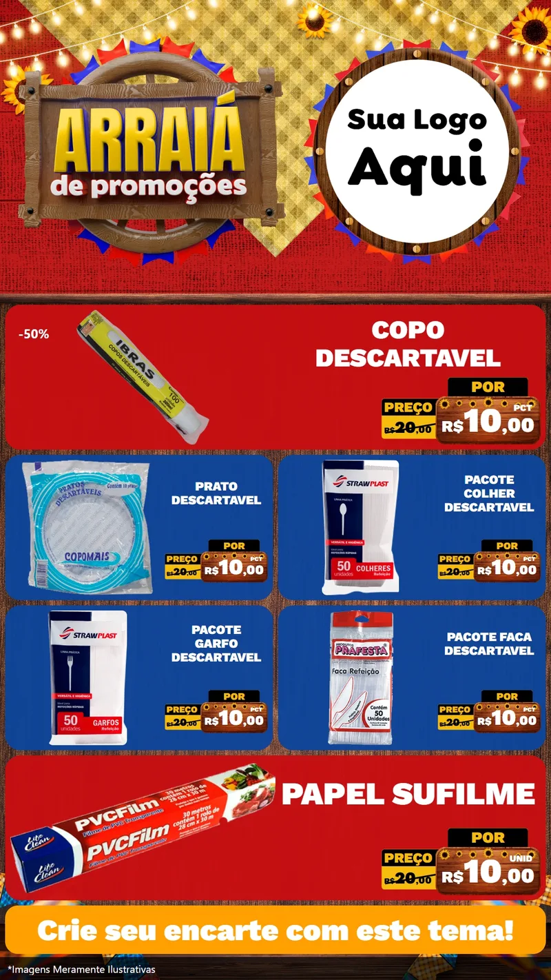 Modelo de TV para TV Vertical com o tema Arraiá de Promoções para Embalagens