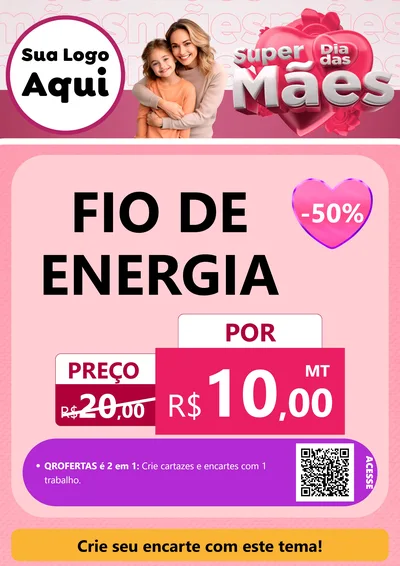 Modelo de Cartaz para Cartaz A4 Vertical com o tema Super Dia Das Mães para Materiais Elétricos