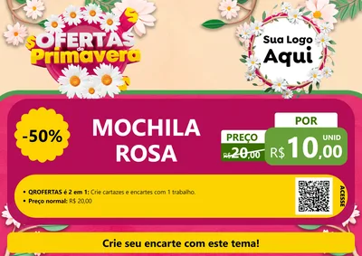 Modelo de Cartaz para Cartaz A4 Horizontal com o tema Ofertas de Primavera para Papelaria