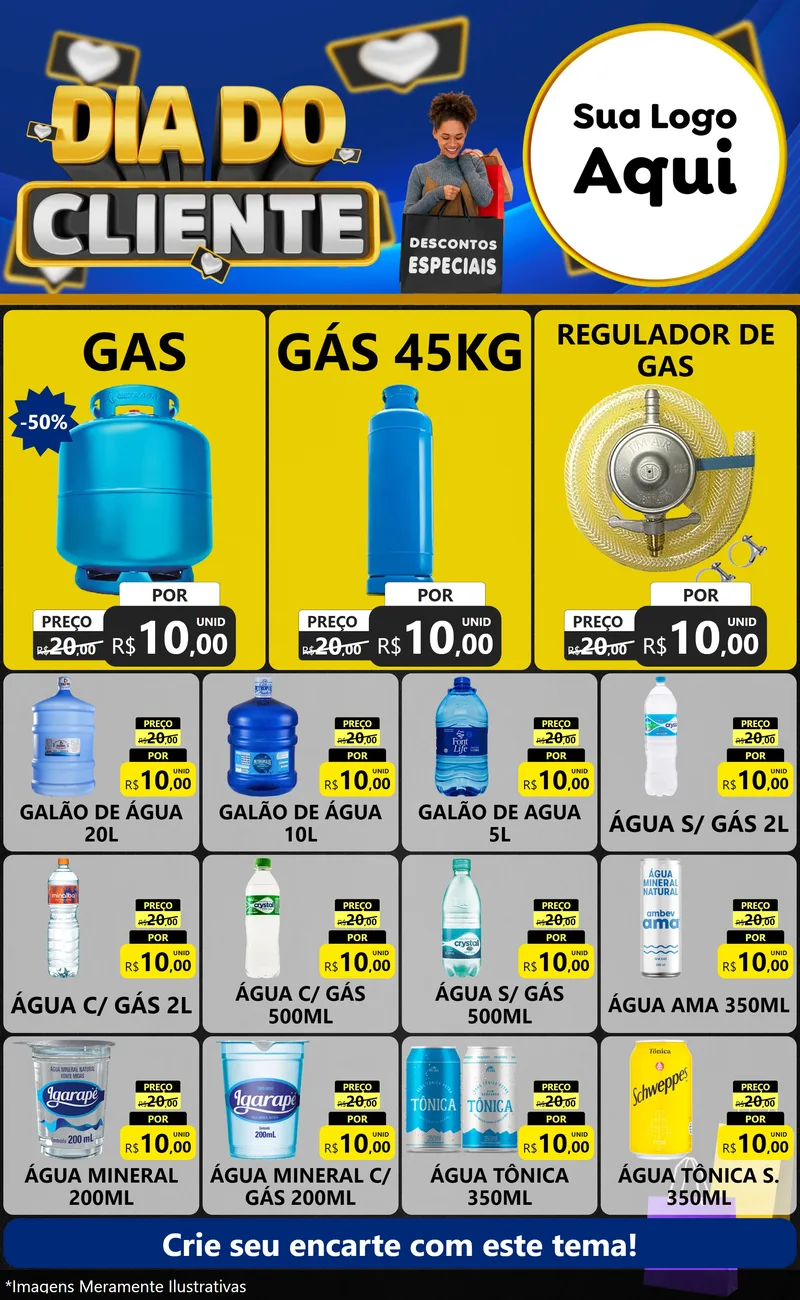 Modelo de Encarte para Encarte Grande com o tema Dia Do Cliente para Água e gás