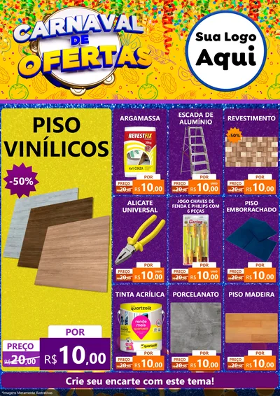 Modelo de Encarte para Encarte A4 Vertical com o tema Carnaval de Ofertas para Material para Construção