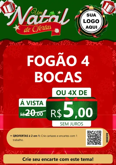 Modelo de Cartaz para Cartaz A4 Vertical com o tema Um Natal de Ofertas para Móveis e Eletro