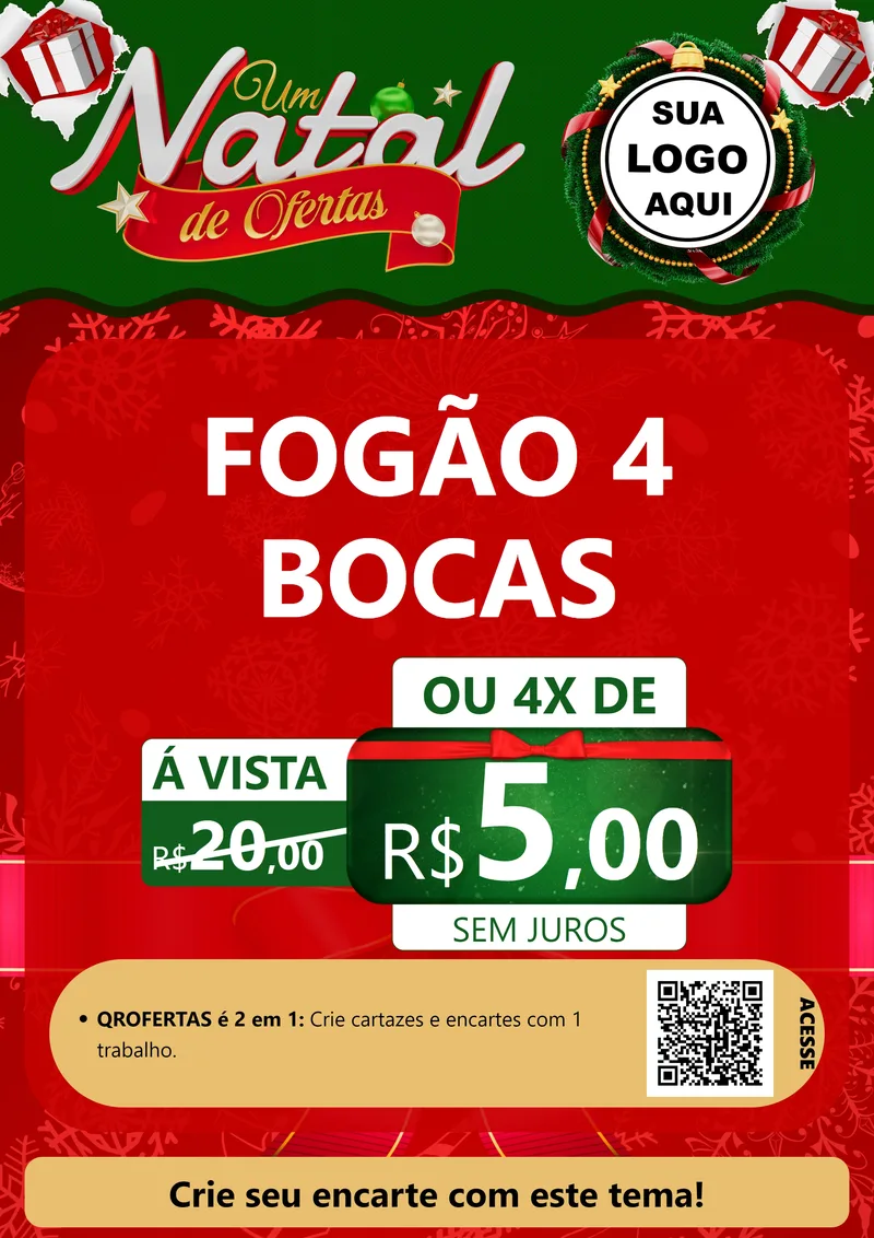 Modelo de Cartaz para Cartaz A4 Vertical com o tema Um Natal de Ofertas para Móveis e Eletro