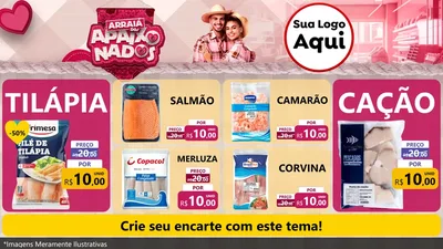 Modelo de TV para TV Horizontal com o tema Arraiá dos Apaixonados - Junina para Peixaria