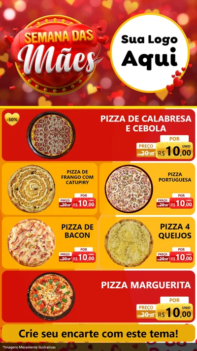 Modelo de TV para TV Vertical com o tema Semana das Mães para Pizzaria