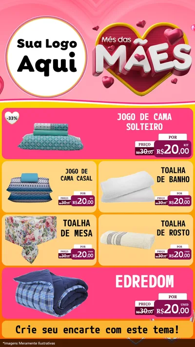 Modelo de TV para TV Vertical com o tema Mês das Mães para Cama, Mesa e Banho