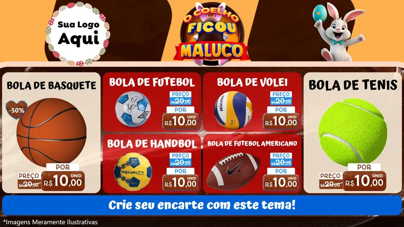 Modelo de TV para TV Horizontal com o tema O Coelho Ficou Maluco - Páscoa para Artigos Esportivos