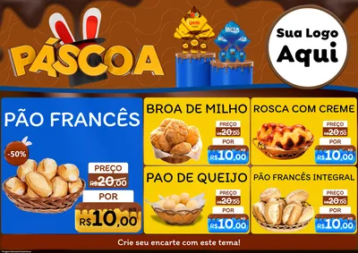 Modelo de Encarte para Encarte A4 Horizontal com o tema Páscoa para Padaria