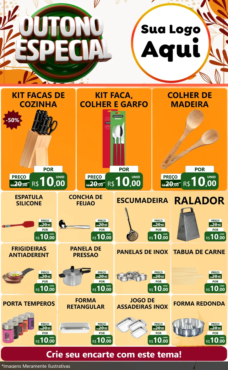 Modelo de Encarte para Encarte Grande com o tema Outono Especial para Utilidades Domésticas