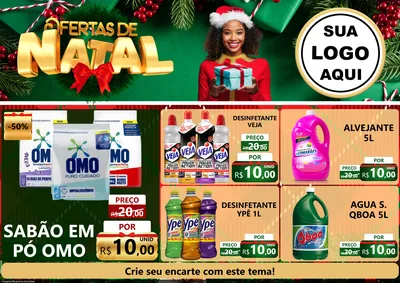 Modelo de Encarte para Encarte A4 Horizontal com o tema Ofertas de Natal para Produtos de Limpeza