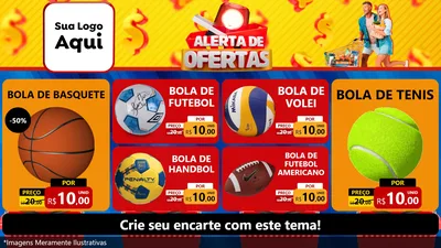 Modelo de TV para TV Horizontal com o tema Alerta de Ofertas para Artigos Esportivos