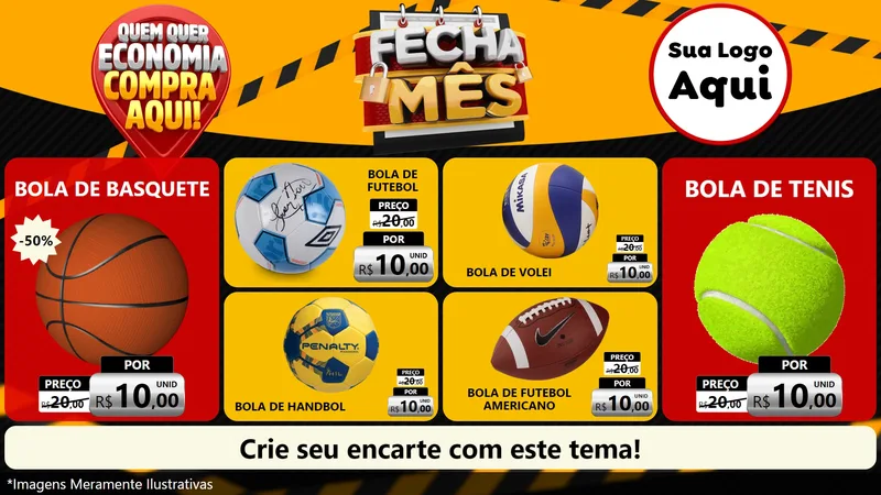 Modelo de TV para TV Horizontal com o tema Fecha Mês para Artigos Esportivos