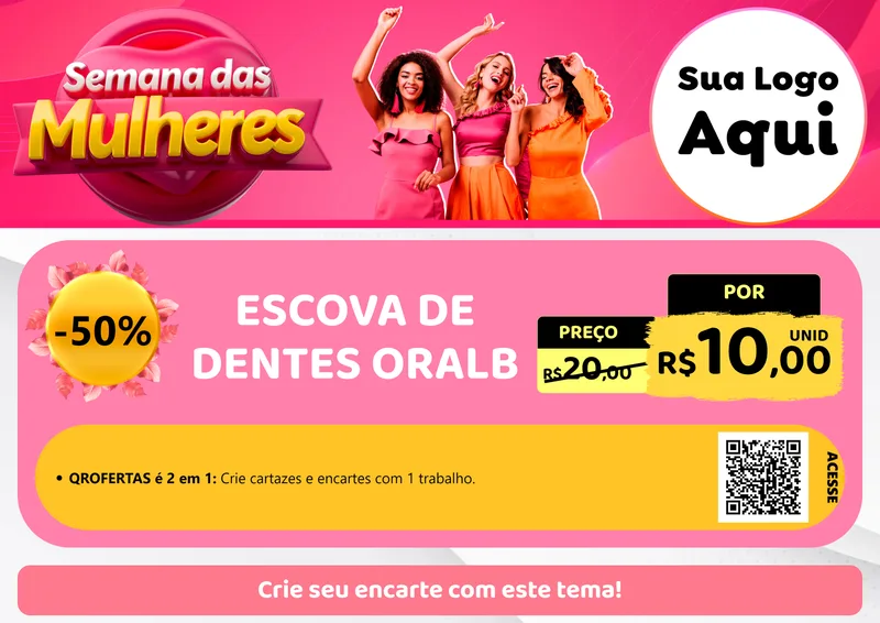 Modelo de Cartaz para Cartaz A4 Horizontal com o tema Semana das Mulheres para Higiene Pessoal