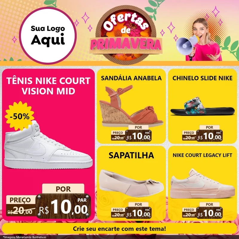 Modelo de Rede Social para Feed Facebook com o tema Ofertas de Primavera para Calçados