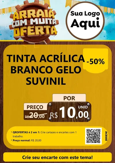 Modelo de Cartaz para Cartaz A4 Vertical com o tema Ofertas de São João - Junina para Tintas e Ferramentas