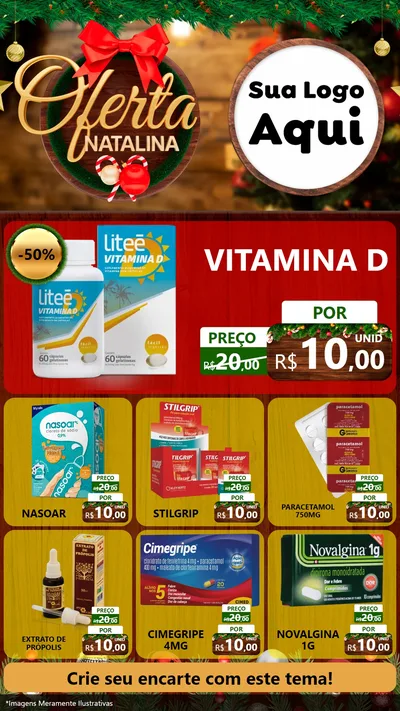 Modelo de Rede Social para Stories com o tema Ofertas Natalina para Farmácia