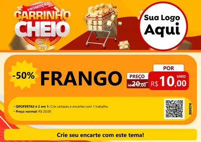 Modelo de Cartaz para Cartaz A4 Horizontal com o tema Promoção carrinho cheio para Assados