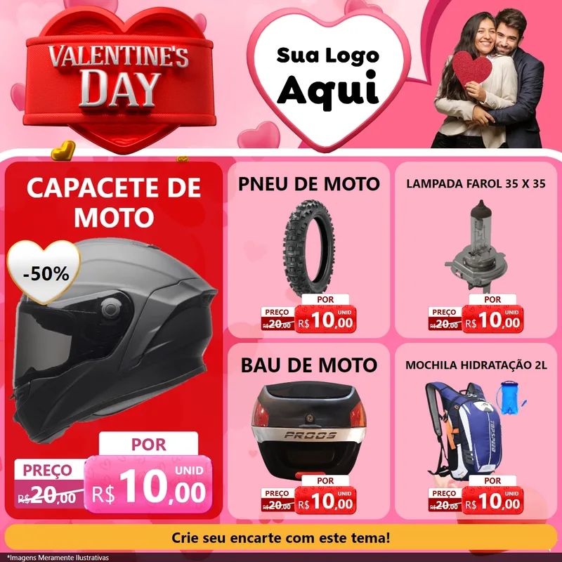 Modelo de Rede Social para Feed Facebook com o tema Valentine's Day para Moto peças