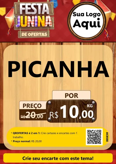 Modelo de Cartaz para Cartaz A4 Vertical com o tema Festa Junina de Ofertas para Açougue