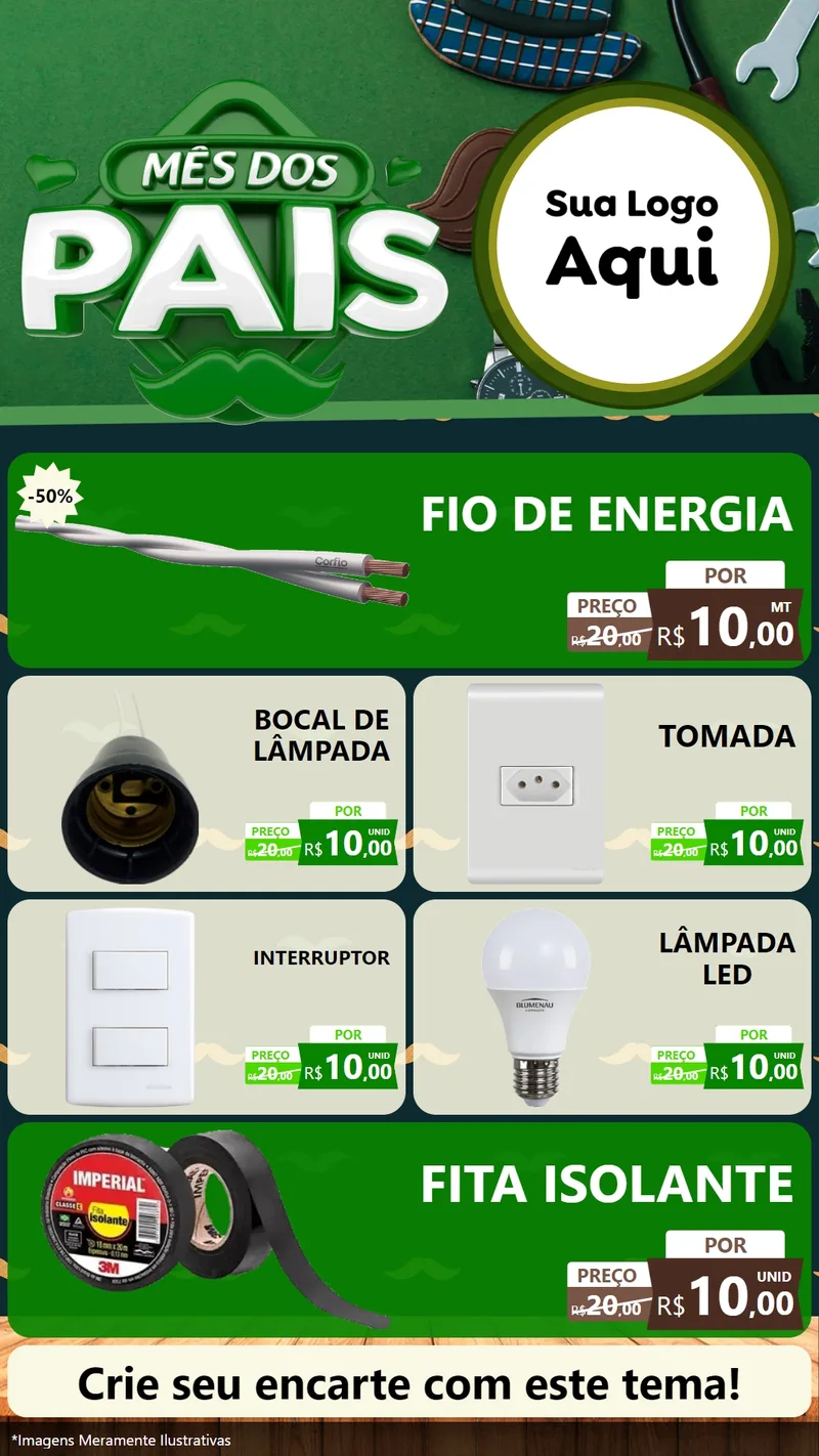 Modelo de TV para TV Vertical com o tema Mês dos Pais para Materiais Elétricos