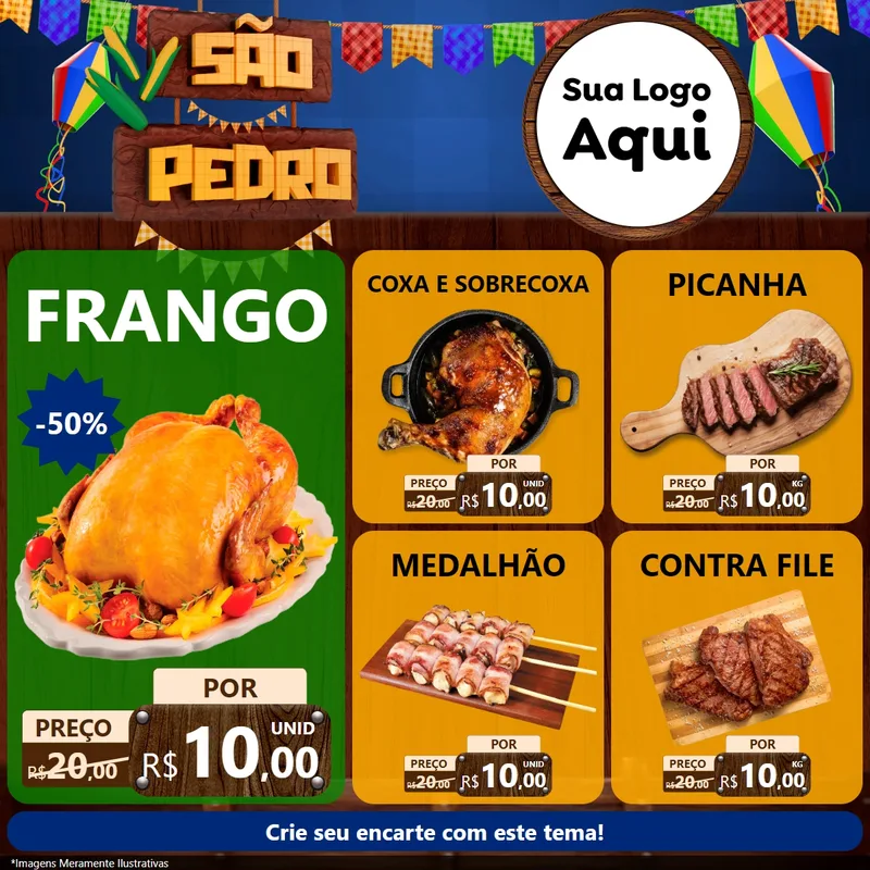 Modelo de Rede Social para Feed Facebook com o tema São Pedro para Assados