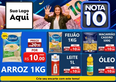 Modelo de Encarte para Encarte A4 Horizontal com o tema Nota 10 para Supermercado