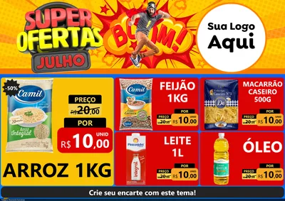 Modelo de Encarte para Encarte A4 Horizontal com o tema Super Ofertas Julho para Supermercado