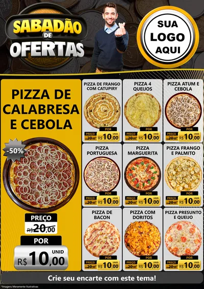 Modelo de Encarte para Encarte A4 Vertical com o tema Sabadão de Ofertas para Pizzaria
