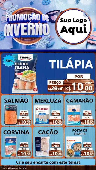 Modelo de Rede Social para Stories com o tema Promoção de Inverno para Peixaria