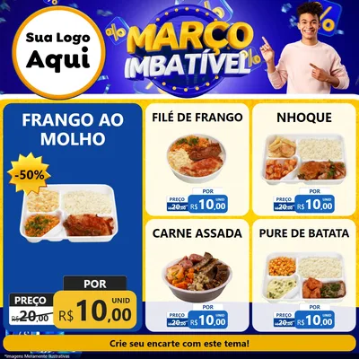 Modelo de Rede Social para Feed Facebook com o tema Março Imbatível para Restaurante