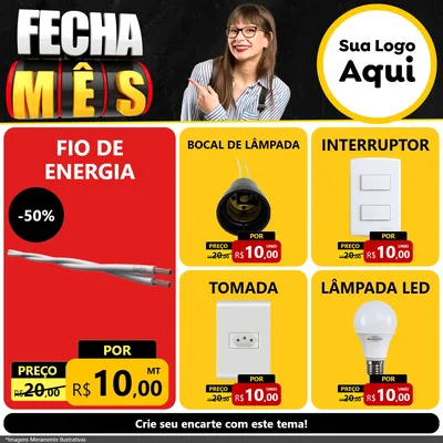 Modelo de Rede Social para Feed Facebook com o tema Fecha Mês para Materiais Elétricos