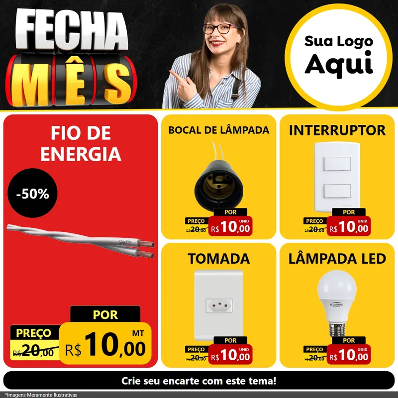 Modelo de Rede Social para Feed Facebook com o tema Fecha Mês para Materiais Elétricos