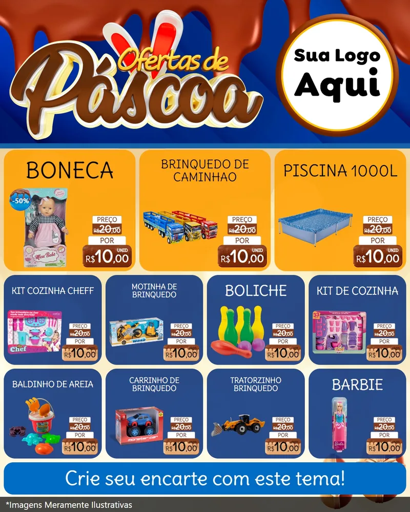 Modelo de Rede Social para Feed Instagram com o tema Ofertas de Páscoa para Brinquedos