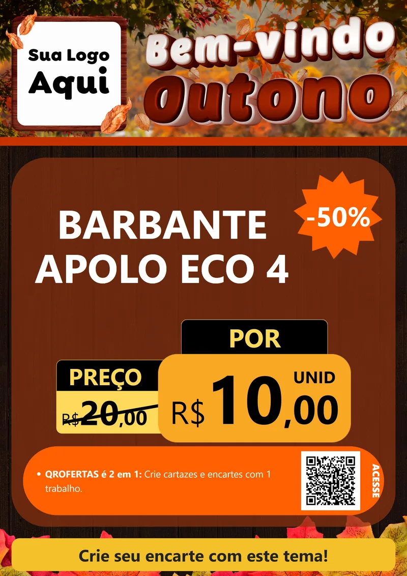 Modelo de Cartaz para Cartaz A4 Vertical com o tema Bem-vindo Outono para Armarinho e Aviamentos