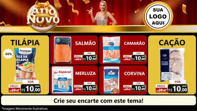 Modelo de TV para TV Horizontal com o tema Super Ano Novo para Peixaria