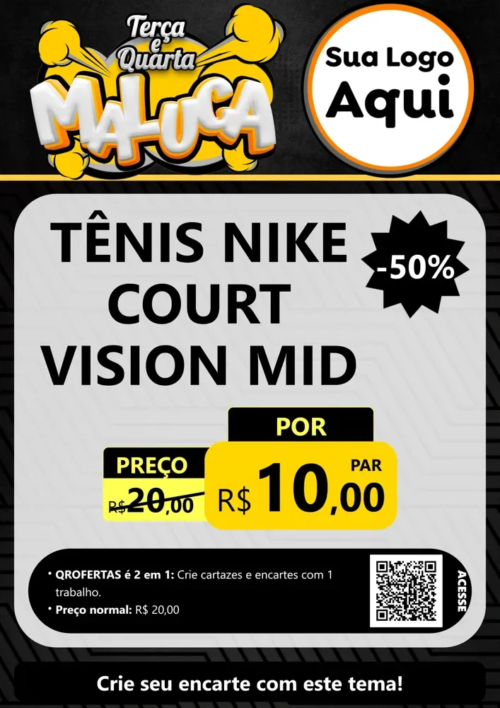 Modelo de Cartaz para Cartaz A4 Vertical com o tema Terça e Quarta Maluca para Calçados